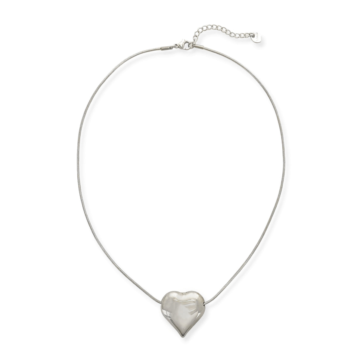 SILVER PUFF HEART NECKLACE