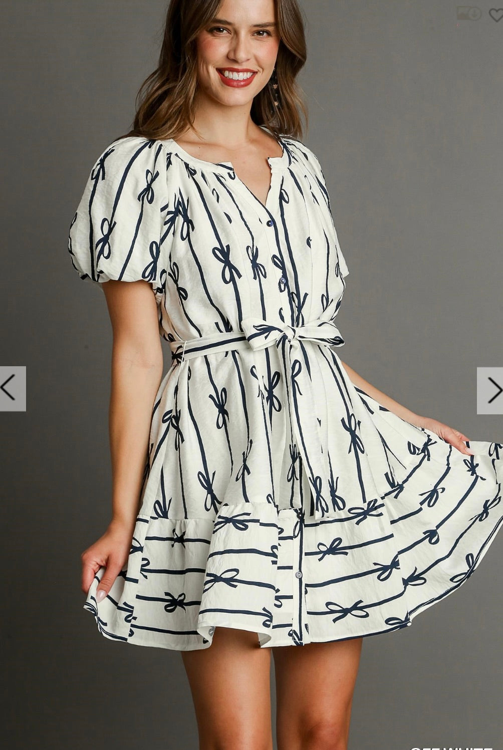 Adorable Two Tone Bow Print Dress
