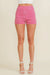 Pink Rhinestone Zip Shorts